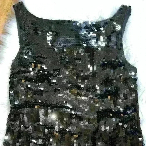 Banana Republic Black Sequin Formal Mini Dress 4 Petite - Picture 4 of 10